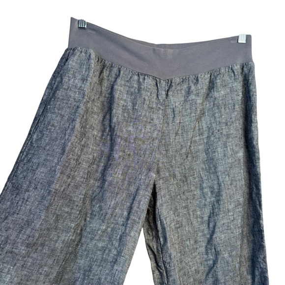 Soft Surroundings Womens Size PL Gray 100% linen wide leg pants BOHO Summer - Picture 3 of 9